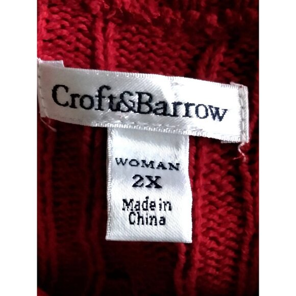 Croft & Barrow Plus Size 2X Sweater With Button Detail Red Textured Cable Knit - Picture 8 of 10